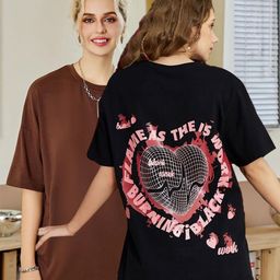 Christy World Pack of 2 Typography Printed Oversized T-shirt-picture-48