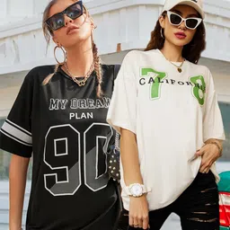 Christy World Women Pack of 2 Printed Oversized Cotton T-shirts-picture-29