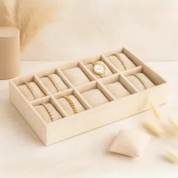 La Trove Cream Premium Velvet 10 Slot for Wardrobe Closet Bracelets Organizer Tray-image-72