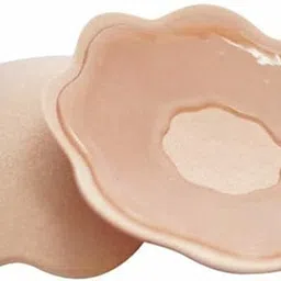opsuzy Pasties Silicone - Women's Reusable Nipple Cover Silicone Nipple Cover Bra Pad Flower Shape (Beige) (1 Pair) image 1