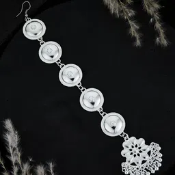 ATIBELLE Silver-Plated Stones and Beads Studded Maang Tikka-picture-15
