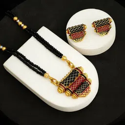 ATIBELLE Gold-Plated Artificial Stones and Beads Mangalsutra-picture-15