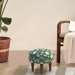 Chumbak Green & Brown Spring Marigold Printed Round Begum Foot Rest-picture-16