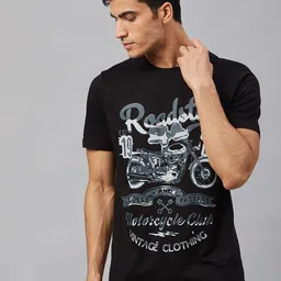 Roadster Men Black and Grey Graphic Printed Cotton T-shirt-picture-33