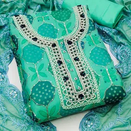 MANVAA Ethnic Motifs Embellished Sequinned Organza Unstitched Dress Material-picture-24