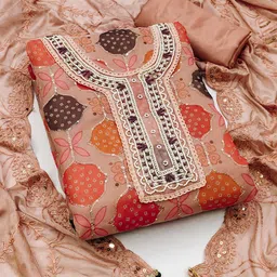 MANVAA Ethnic Printed Sequinned Organza Unstitched Dress Material-picture-20