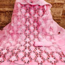 MANVAA Floral Embroidered Organza Unstitched Dress Material-picture-2