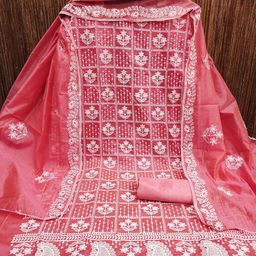 MANVAA Ethnic Motifs Thread Work Chanderi Cotton Unstitched Dress Material-picture-30