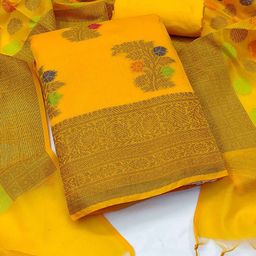 MANVAA Floral Woven Design Zari Unstitched Dress Material-picture-18
