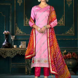 SHADOW & SAINING Ethnic Motifs Embroidered Pure Cotton Unstitched Dress Material-picture-14