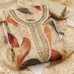 MANVAA Floral Embellished Sequinned Organza Unstitched Dress Material-picture-30