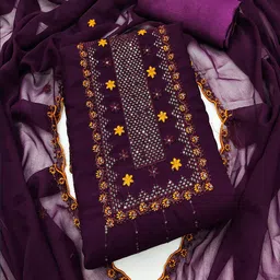 Lilots Floral Embroidered Unstitched Dress Material-image-31