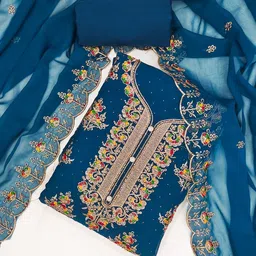 ICCHIT FAL Embroidered Silk Georgette Unstitched Dress Material-picture-13