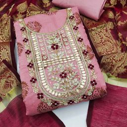 SHADOW & SAINING Floral Printed Beads And Stones Unstitched Dress Material-picture-28
