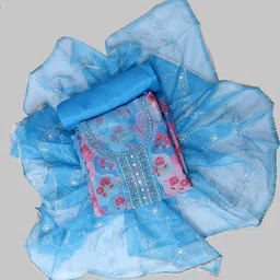 SALWAR STUDIO Embellished Organza Unstitched Dress Material-image-3