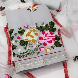 MANVAA Floral Embroidered Unstitched Dress Material-image-56