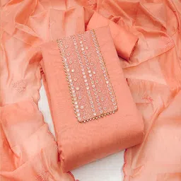 Lilots Ethnic Motifs Embroidered Mirror Work Unstitched Dress Material-picture-15