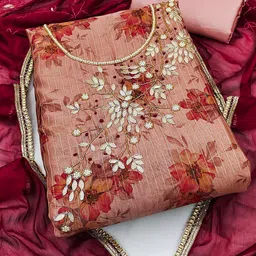 KALINI Floral Printed Beads and Stones Unstitched Dress Material-picture-29