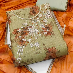 KALINI Floral Printed Beads and Stones Unstitched Dress Material-picture-24