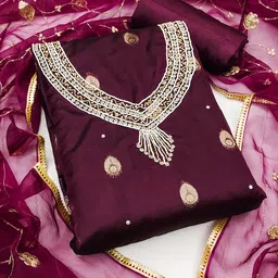 KALINI Floral Woven Design Organza Unstitched Dress Material-picture-37