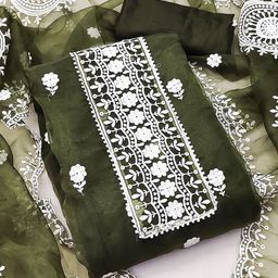 MANVAA Ethnic Motifs Embroidered Organza Unstitched Dress Material-picture-15