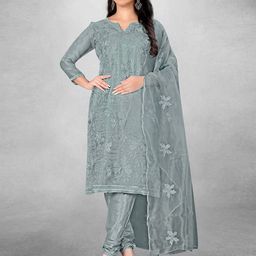 MANVAA Floral Embroidered Unstitched Dress Material-picture-1