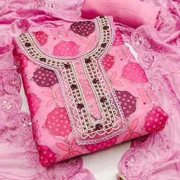 KALINI Ethnic Motifs Embroidered Beads and Stones Unstitched Dress Material image 1