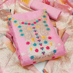 KALINI Floral Woven Design Organza Unstitched Dress Material-picture-35