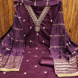Leeza Store Ethnic Motifs Embroidered Sequinned Unstitched Dress Material-image-62