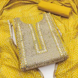 Panzora Bandhani Printed Sequined Unstitched Dress Material image 1