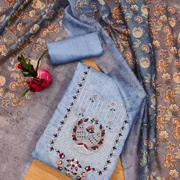 Panzora Ethnic Motifs Embroidered Sequinned Unstitched Dress Material image 1