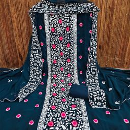 Panzora Floral Embroidered Unstitched Dress Material-picture-10