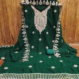 KALINI Embroidered Silk Georgette Unstitched Dress Material-image-59