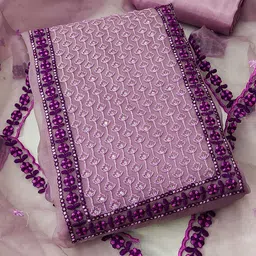 Panzora Embroidered Organza Unstitched Dress Material-picture-30