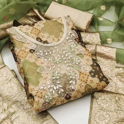 KALINI Floral Printed Beads & Stones Dress Material-picture-10