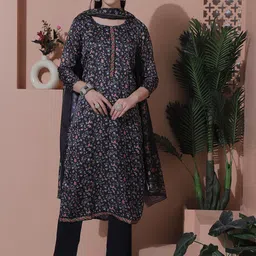 Stylee LIFESTYLE Floral Printed Satin Unstitched Dress Material-image-41