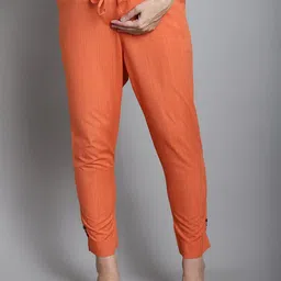 Moms Maternity Women Relaxed Straight Leg Mid Rise Cotton Maternity Trousers-image-24