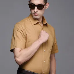 Louis Philippe Men Brown Classic Fit Golf Leisure Pure Linen Casual Shirt-picture-27