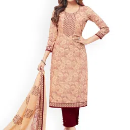 MIRAAN Round Neck Floral Printed Pure Cotton Straight Kurta with Trouser & Dupatta-picture-22