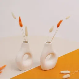 PUREZENTO Decorative Vase for Home Centre Table Flowers Pot Bedroom Side Corners (Pack of 2)-picture-13
