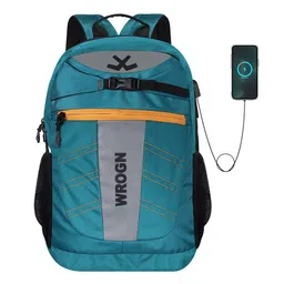 WROGN Unisex Teal Embellished Backpack with Reflective Strip-image-53