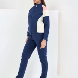 Sweet Dreams Women Navy Blue Front Open Zipper Tracksuit image 1