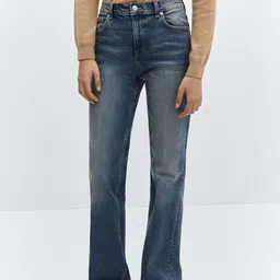 MANGO Women Flared High-Rise Light Fade Stretchable Jeans-image-85