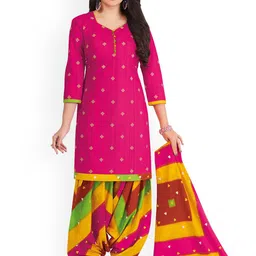 MIRAAN V Neck Floral Printed Pure Cotton Straight Kurta with Patiala & Dupatta-picture-21
