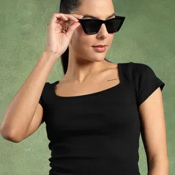The Roadster Lifestyle Co Solid Knits Square Neck Cotton Crop Tops-picture-37