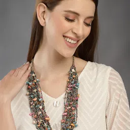 VOGUE PANASH Gold-Toned & Pink Gold-Plated Bohemian Necklace-picture-21