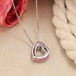UNIVERSITY TRENDZ Silver-Plated Crystal-Studded Heart Shaped Pendant Chain-picture-40