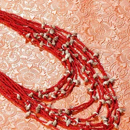 Bamboo Tree Jewels Red & Beige Afghan Necklace-picture-14