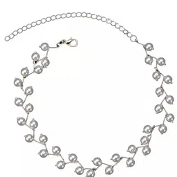 The Pari Women Silver-Toned & White Pearl Studded Designer Choker Necklace-image-42