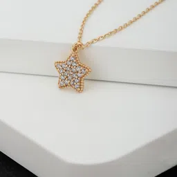 Carlton London Gold-Plated CZ-Studded Star-Shaped Necklace-image-23